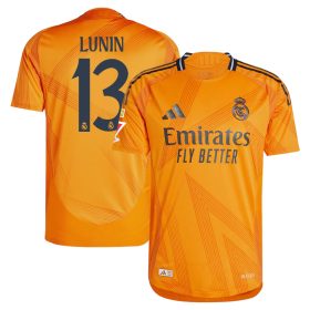 #13 Andriy Lunin Real Madrid 2024/25 Away Sleeve Player Jersey – Orange