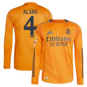 #4 David Alaba Real Madrid 2024/25 Away Long Sleeve Player Jersey – Orange