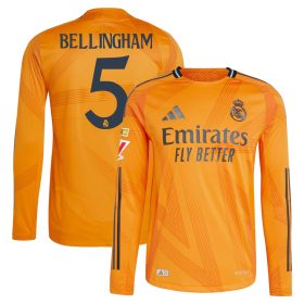 #5 Jude Bellingham Real Madrid 2024/25 Away Long Sleeve Player Jersey – Orange