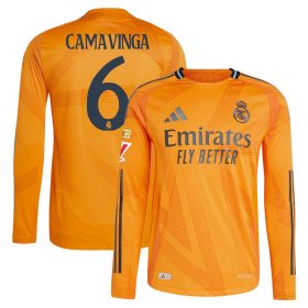 #6 Eduardo Camavinga Real Madrid 2024/25 Away Long Sleeve Player Jersey – Orange