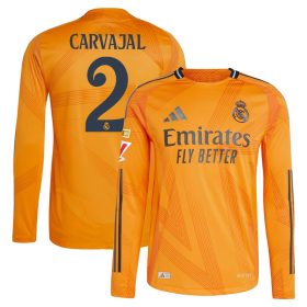 #2 Dani Carvajal Real Madrid 2024/25 Away Long Sleeve Player Jersey – Orange