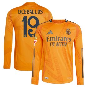 #19 Dani Ceballos Real Madrid 2024/25 Away Long Sleeve Player Jersey – Orange