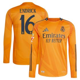 #16 Endrick Felipe Real Madrid 2024/25 Away Long Sleeve Player Jersey – Orange