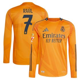 #7 Raúl González Blanco Real Madrid 2024/25 Away Long Sleeve Player Jersey – Orange