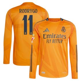 #11 Rodrygo Real Madrid 2024/25 Away Long Sleeve Player Jersey – Orange