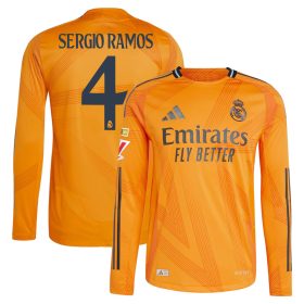 #4 Sergio Ramos Real Madrid 2024/25 Away Long Sleeve Player Jersey – Orange