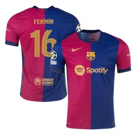 Fermín López #16 Barcelona 2024/25 Home Champions League Jersey