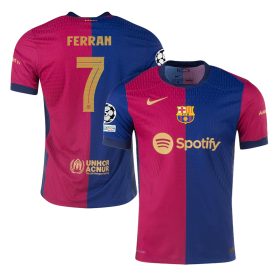 Ferran Torres #7 Barcelona 2024/25 Home Champions League Jersey