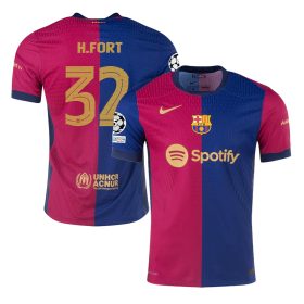 Hector Fort #32 Barcelona 2024/25 Home Champions League Jersey