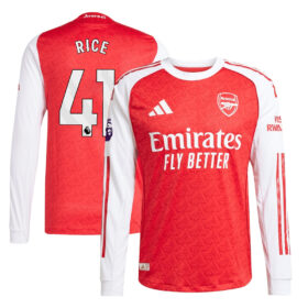 Declan Rice #41 Arsenal 2025/26 Home Long Sleeve Player Jersey – Red