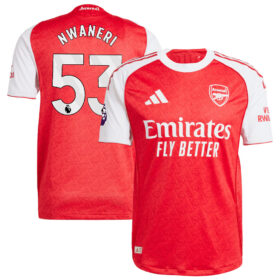 Ethan Nwaneri #53 Arsenal 2025/26 Home Player Jersey – Red
