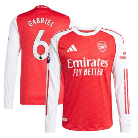 Gabriel Magalhães #6 Arsenal 2025/26 Home Long Sleeve Player Jersey – Red