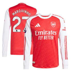 Marquinhos #27 Arsenal 2025/26 Home Long Sleeve Player Jersey – Red