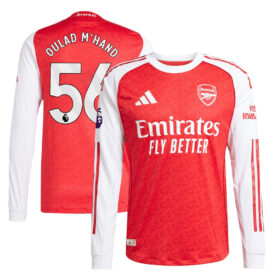 Salah-Eddine Oulad M’Hand #56 Arsenal 2025/26 Home Long Sleeve Player Jersey – Red