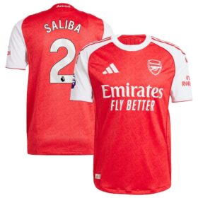 William Saliba #2 Arsenal 2025/26 Home Player Jersey – Red